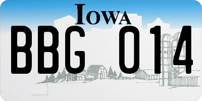 IA license plate BBG014