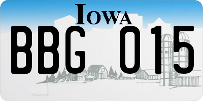 IA license plate BBG015