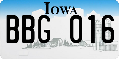 IA license plate BBG016