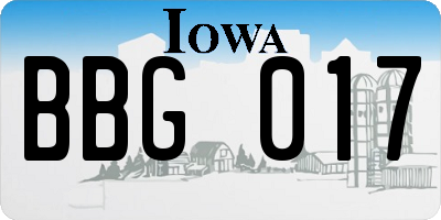 IA license plate BBG017