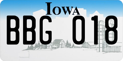 IA license plate BBG018