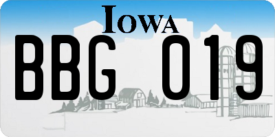 IA license plate BBG019