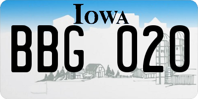 IA license plate BBG020