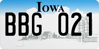 IA license plate BBG021