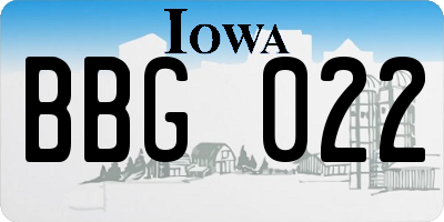 IA license plate BBG022