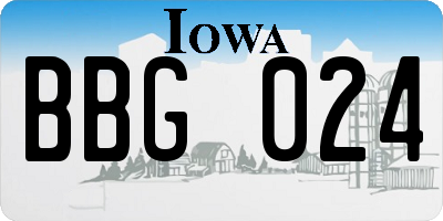 IA license plate BBG024