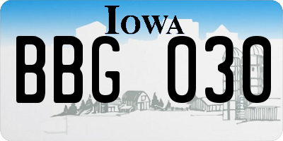 IA license plate BBG030