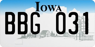IA license plate BBG031