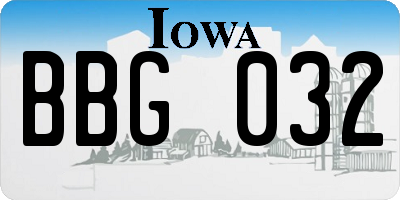 IA license plate BBG032