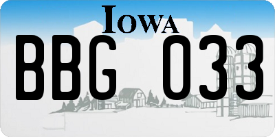 IA license plate BBG033