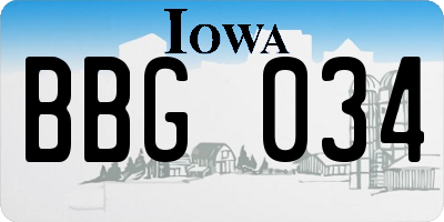 IA license plate BBG034