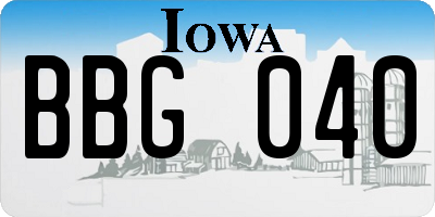 IA license plate BBG040