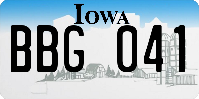 IA license plate BBG041