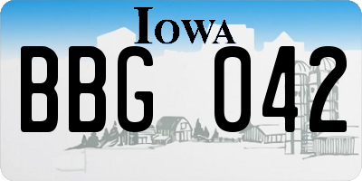 IA license plate BBG042