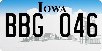 IA license plate BBG046