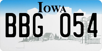IA license plate BBG054