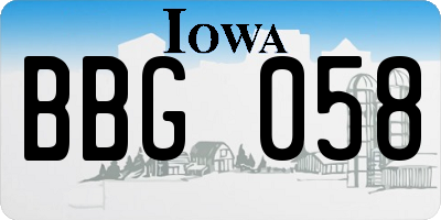 IA license plate BBG058