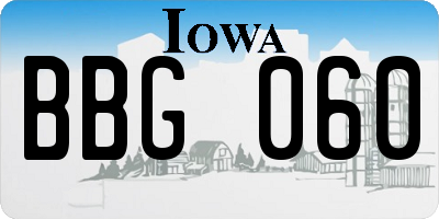 IA license plate BBG060