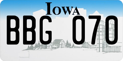 IA license plate BBG070