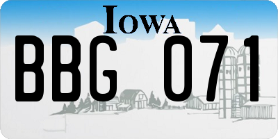 IA license plate BBG071
