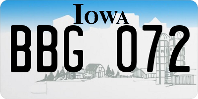 IA license plate BBG072