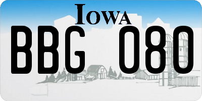 IA license plate BBG080