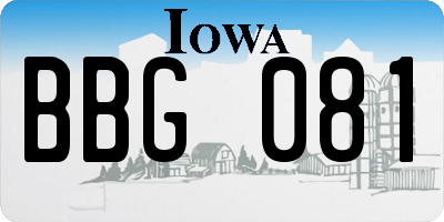 IA license plate BBG081