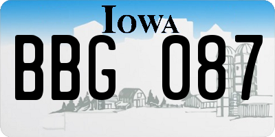 IA license plate BBG087