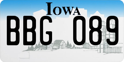 IA license plate BBG089