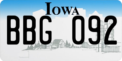 IA license plate BBG092