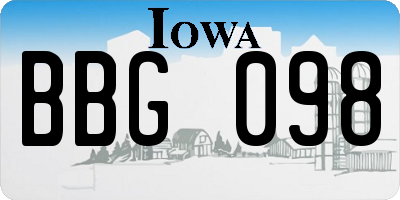 IA license plate BBG098