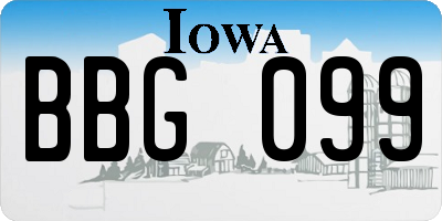 IA license plate BBG099
