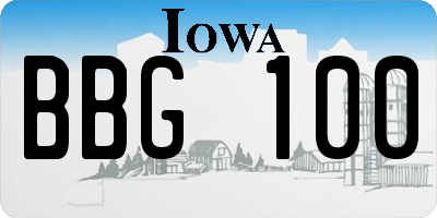 IA license plate BBG100