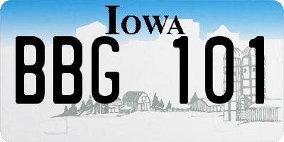 IA license plate BBG101