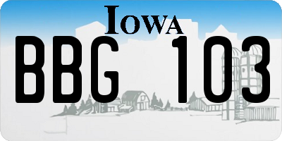 IA license plate BBG103
