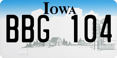 IA license plate BBG104
