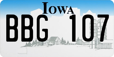 IA license plate BBG107