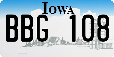 IA license plate BBG108