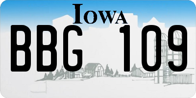 IA license plate BBG109
