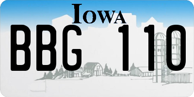 IA license plate BBG110