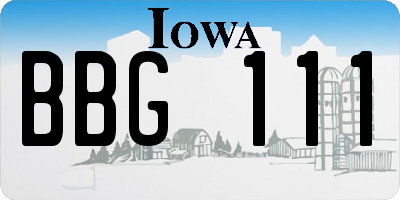 IA license plate BBG111