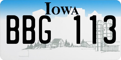 IA license plate BBG113