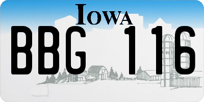 IA license plate BBG116