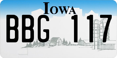 IA license plate BBG117