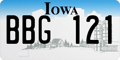 IA license plate BBG121