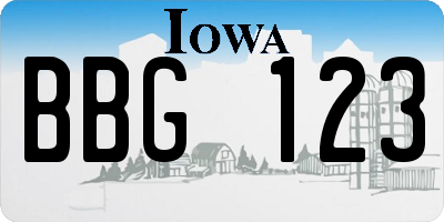 IA license plate BBG123