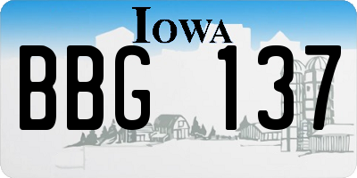IA license plate BBG137