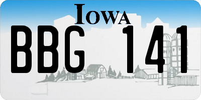 IA license plate BBG141