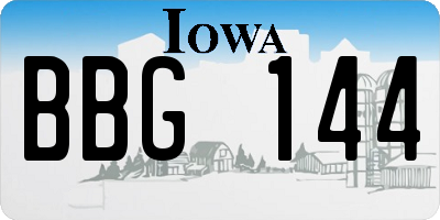 IA license plate BBG144