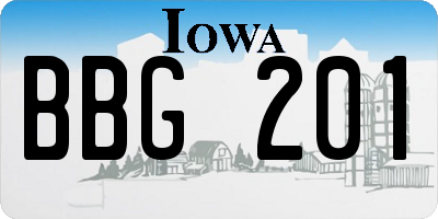 IA license plate BBG201